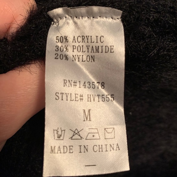 Honey Cropped Tie-front Black Sweater - Picture 3 of 3